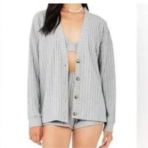 ALO Yoga Ribbed Take Comfort Cardigan Athletic
Heather Grey Size XS